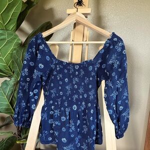 Madewell Lucie Smocked Peplum Top in Cottage Floral